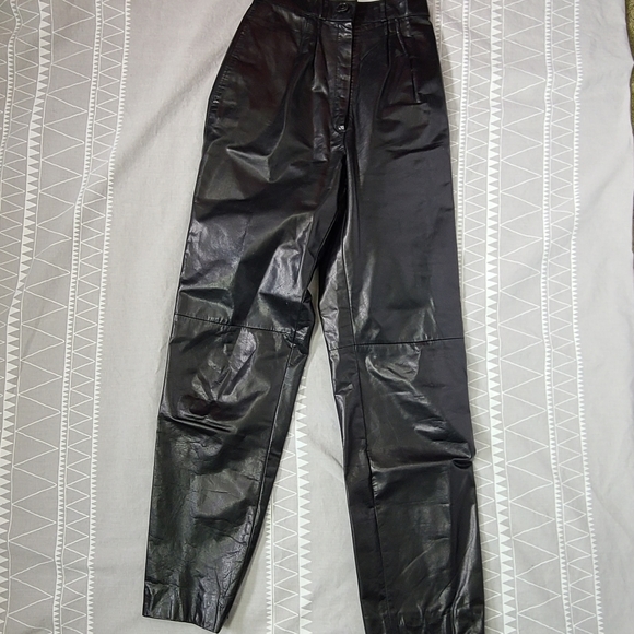 Vintage 1980s High Waist Leather Pants - Picture 4 of 13